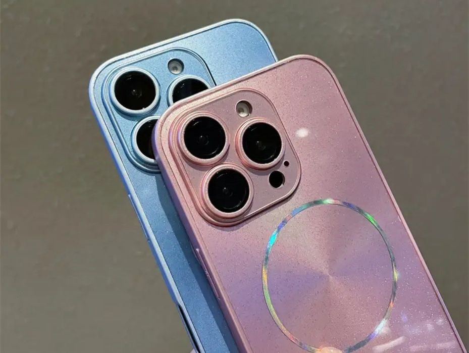 Husa iPhone 16 pro noua roz cu sclipici magnetica și încărcare wireles