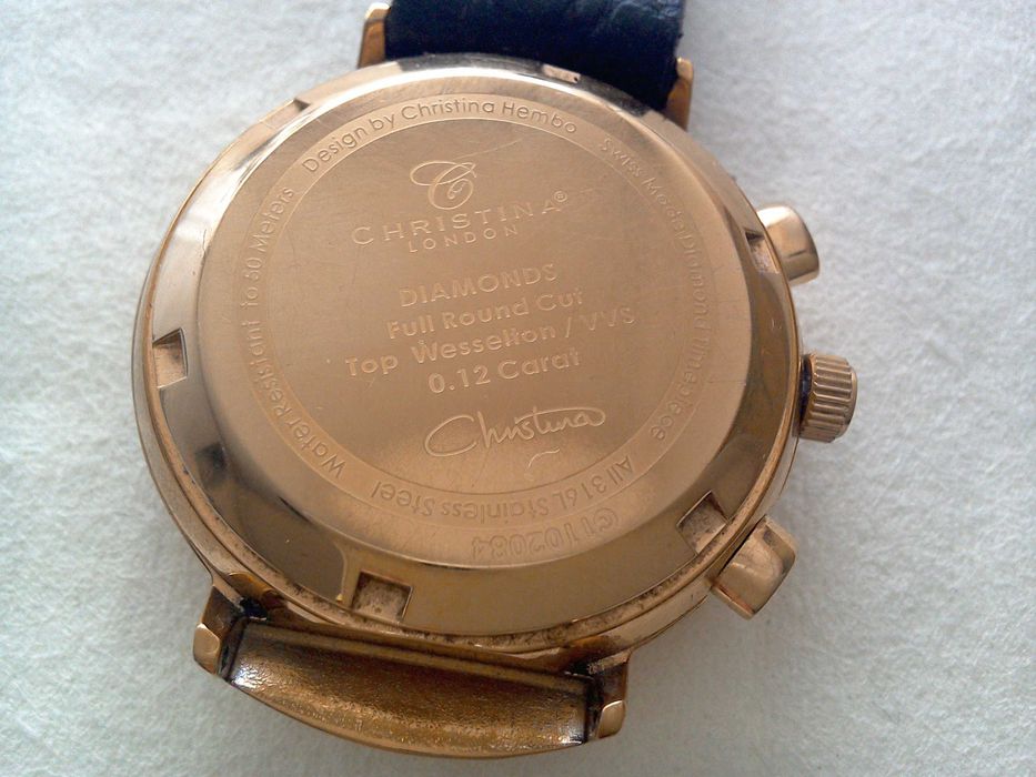 Ceas cronograf placat aur, diamante - NATURALE- "Cristina Diamonds"