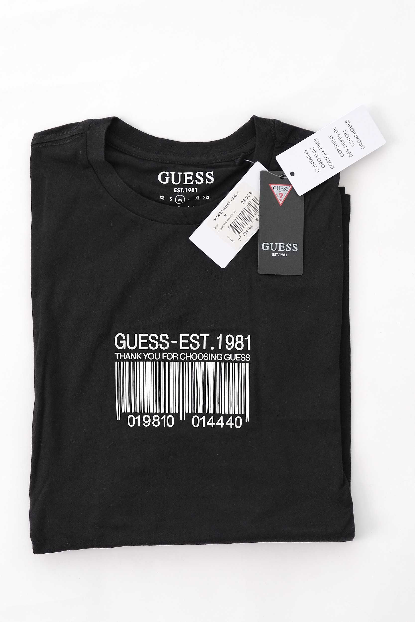ПРОМО GUESS S,М и XXL размери-Оригинална черна тениска с баркод