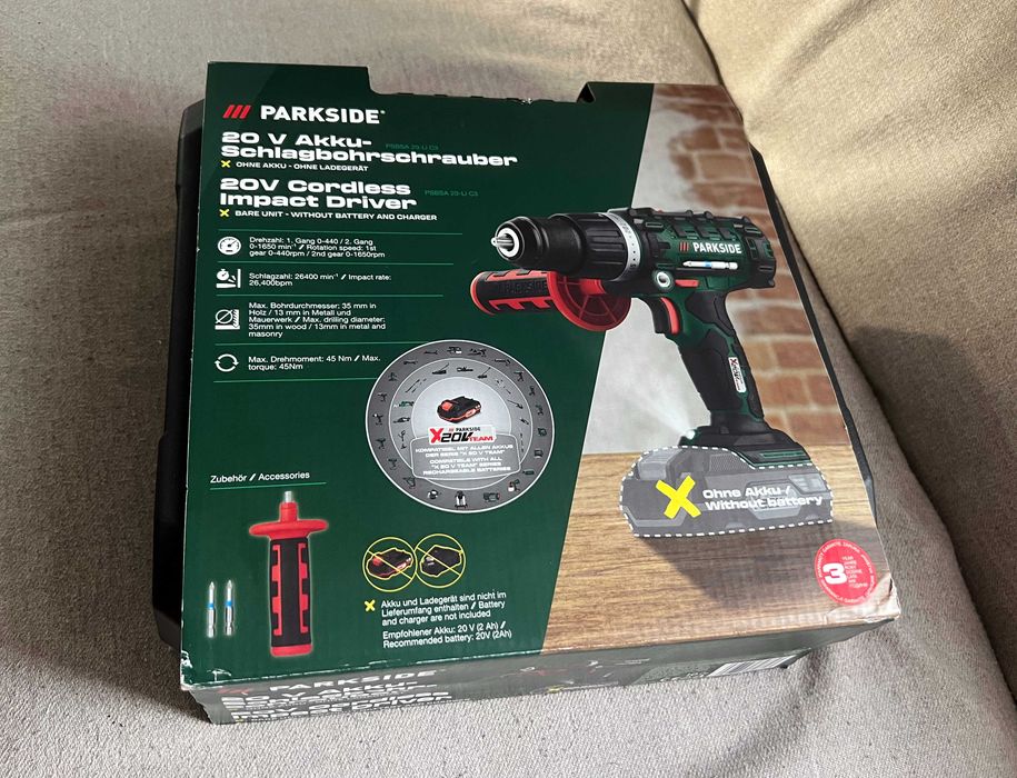 Masina gaurit percutie Parkside 20V PSBSA 20 Li C3 noua fara baterie