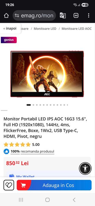 Monitor portabil AOC Gaming