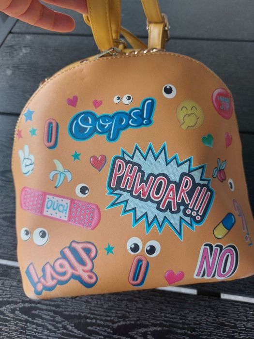 Rucsac Meli Melo, galben cu modele vesele