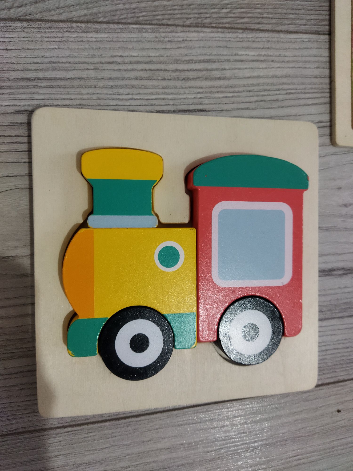 Lot 6 puzzle uri din lemn Montessori cu animăluțe tren masinuta