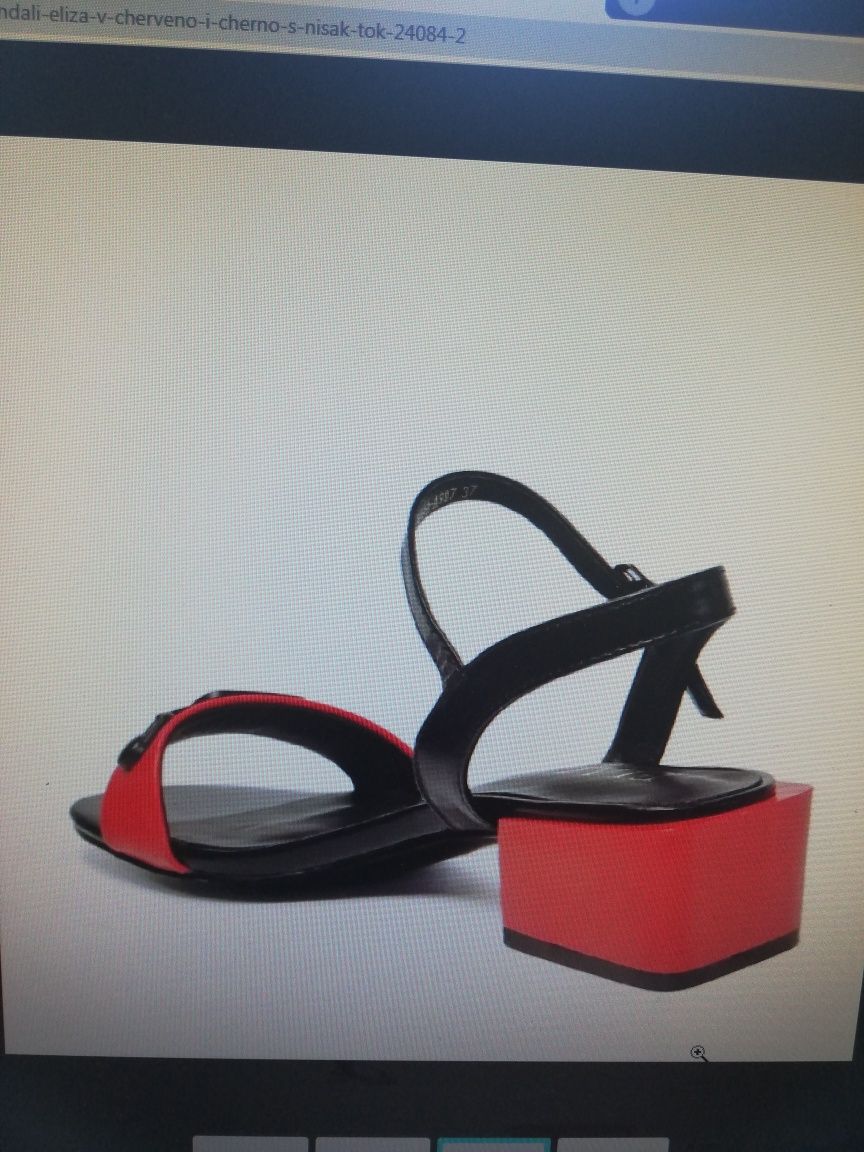 Дамски сандали червено с черно