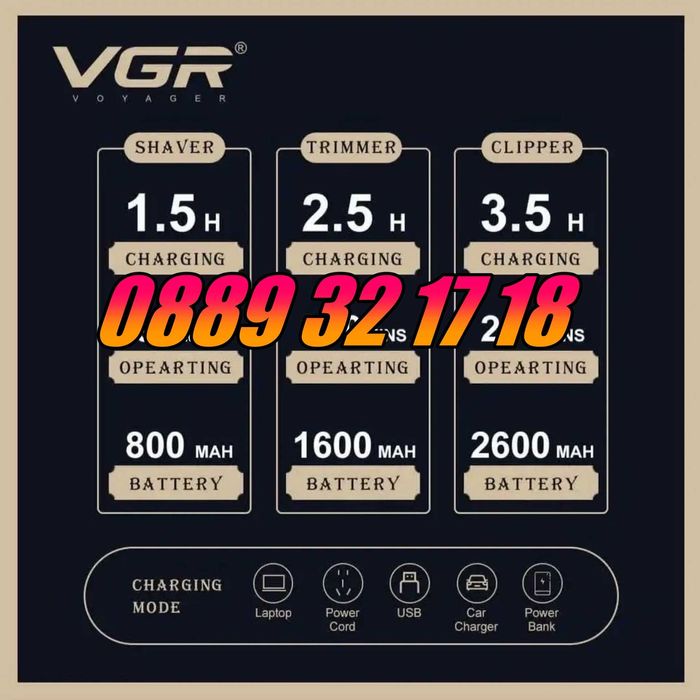 КОМПЛЕКТ Машинка за подстригване, самобръсначка и тример VGR 642