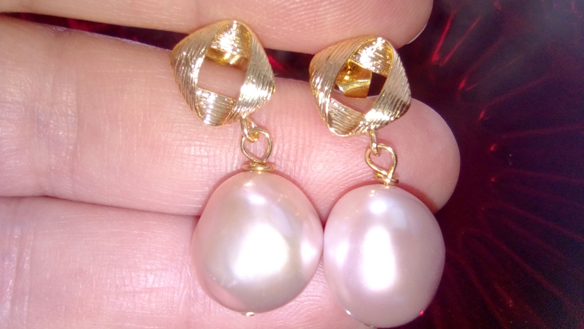 Cercei de lux placati cu aur de 18k cu perle baroque