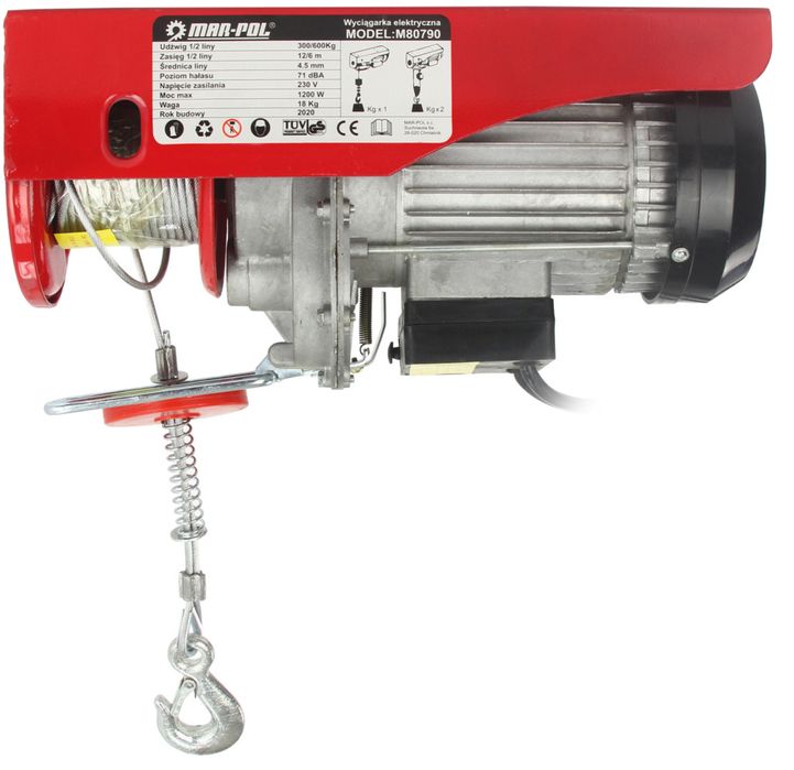 Лебедка телфер 300/600кг 12м 1200w