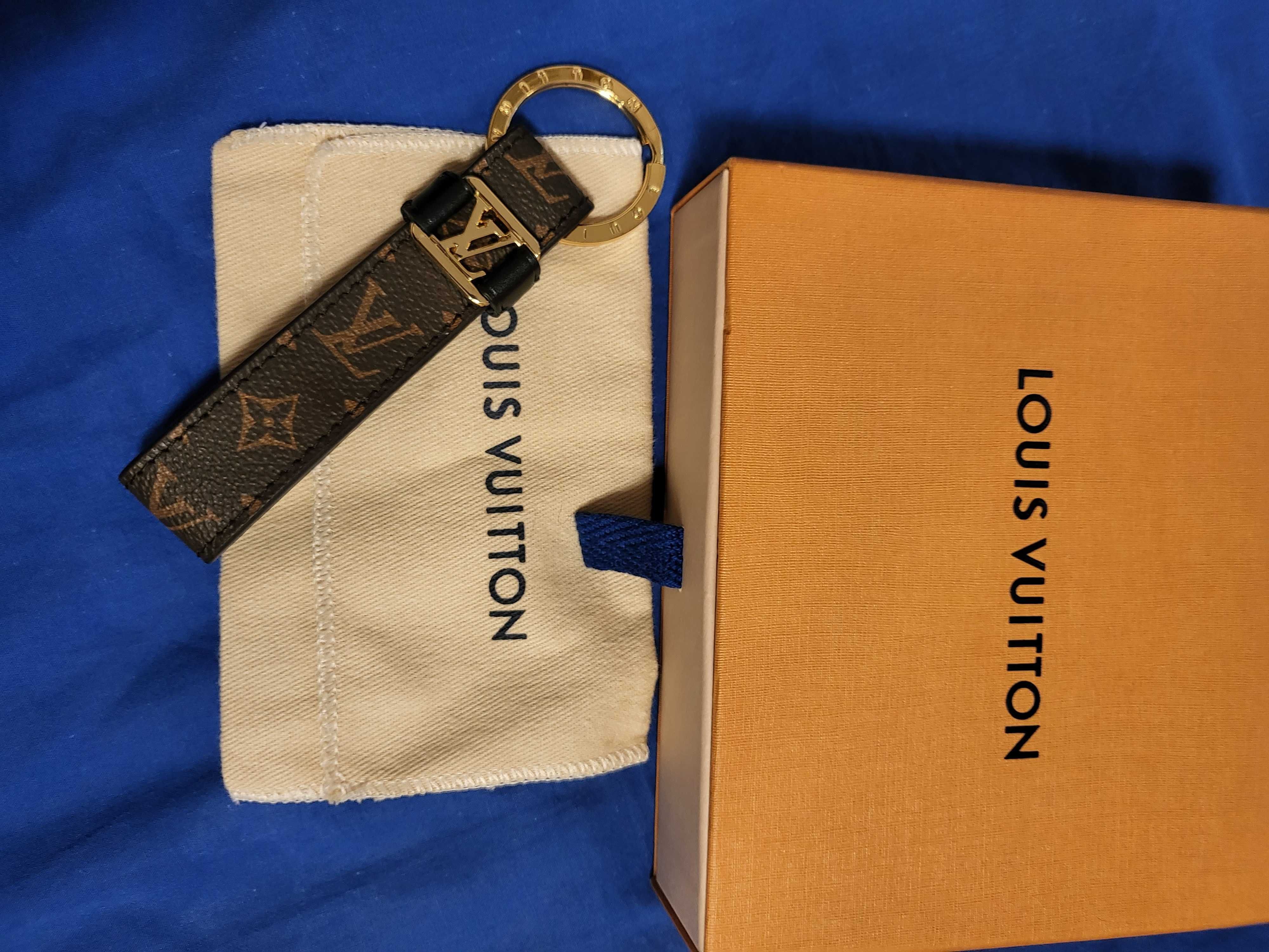 Breloc chei Louis Vuitton original, piele naturala, nou in cutie