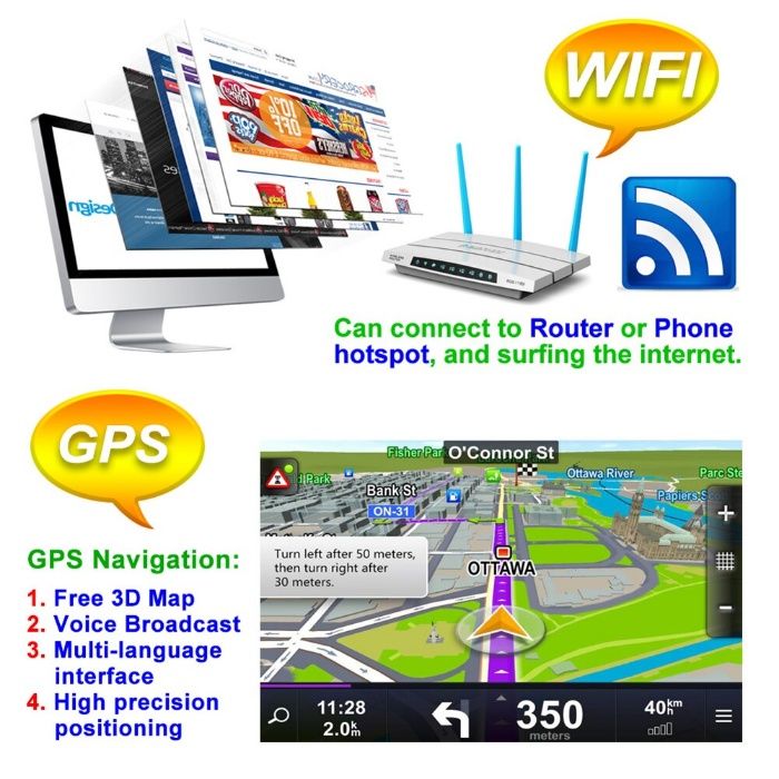 GPS навигация 7", Wi-FI, Android 11 , 7216 Double Din, Мултимедия 2DIN