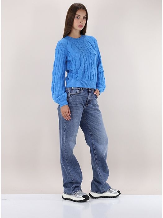 Вълнен пуловер Twinset ,син цвят,с вълна, размер S/М,нов с етикет