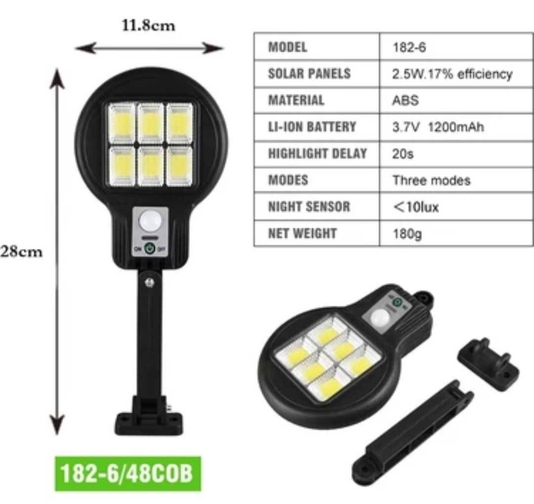 Set 4 lampi solare CL 182-6 48 led COB buton ON/OFF 3 mod telecomanda