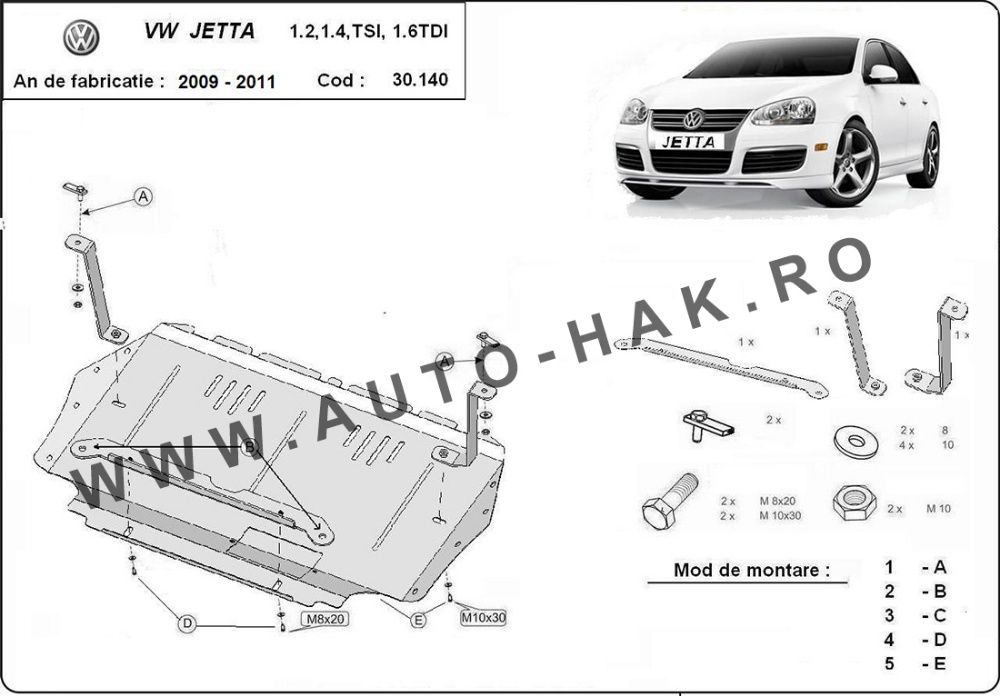 Scut motor metalic VW Jetta 2009-2011