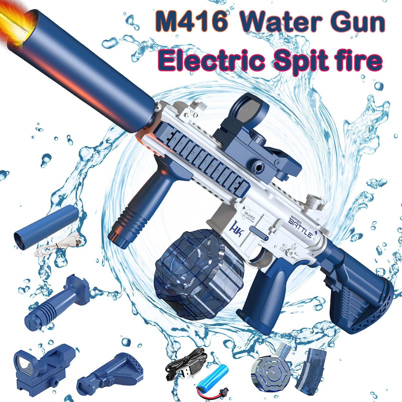 Водяной автомат + 2 обоймы Water Gun аккумуляторный