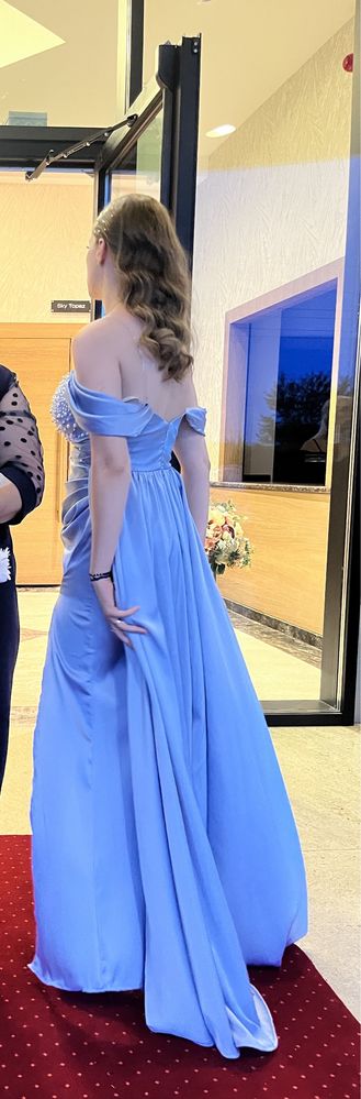 Rochie perle lunga cu trena