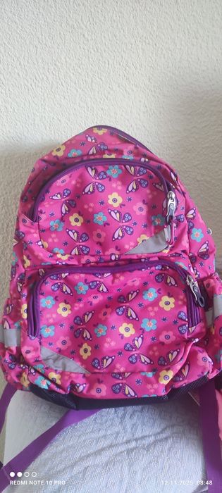 Детска раница Pulse – розова с пеперуди и цветя