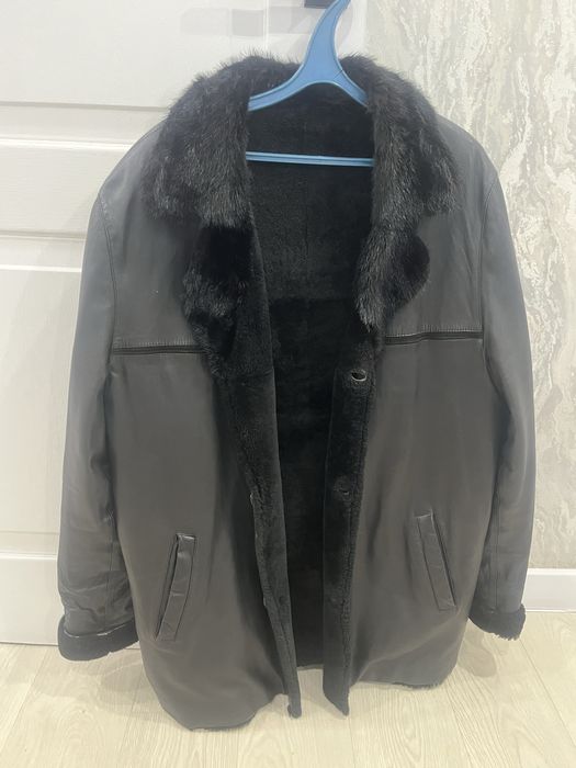 Кожанная куртка с норковым варатником