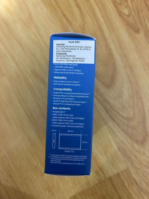SSD extern Samsung T7 Portabil, 4TB, USB 3.2 Gen 2, Titan Grey NOU