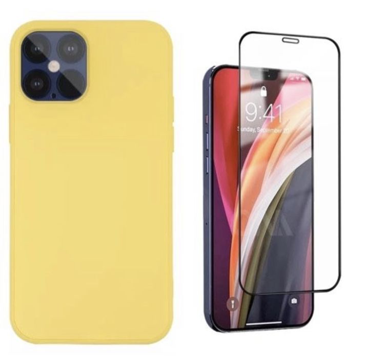 Iphone 12/13/14 PRO MAX Husa Alcantara Slim Silicon + Folie Sticla 9D