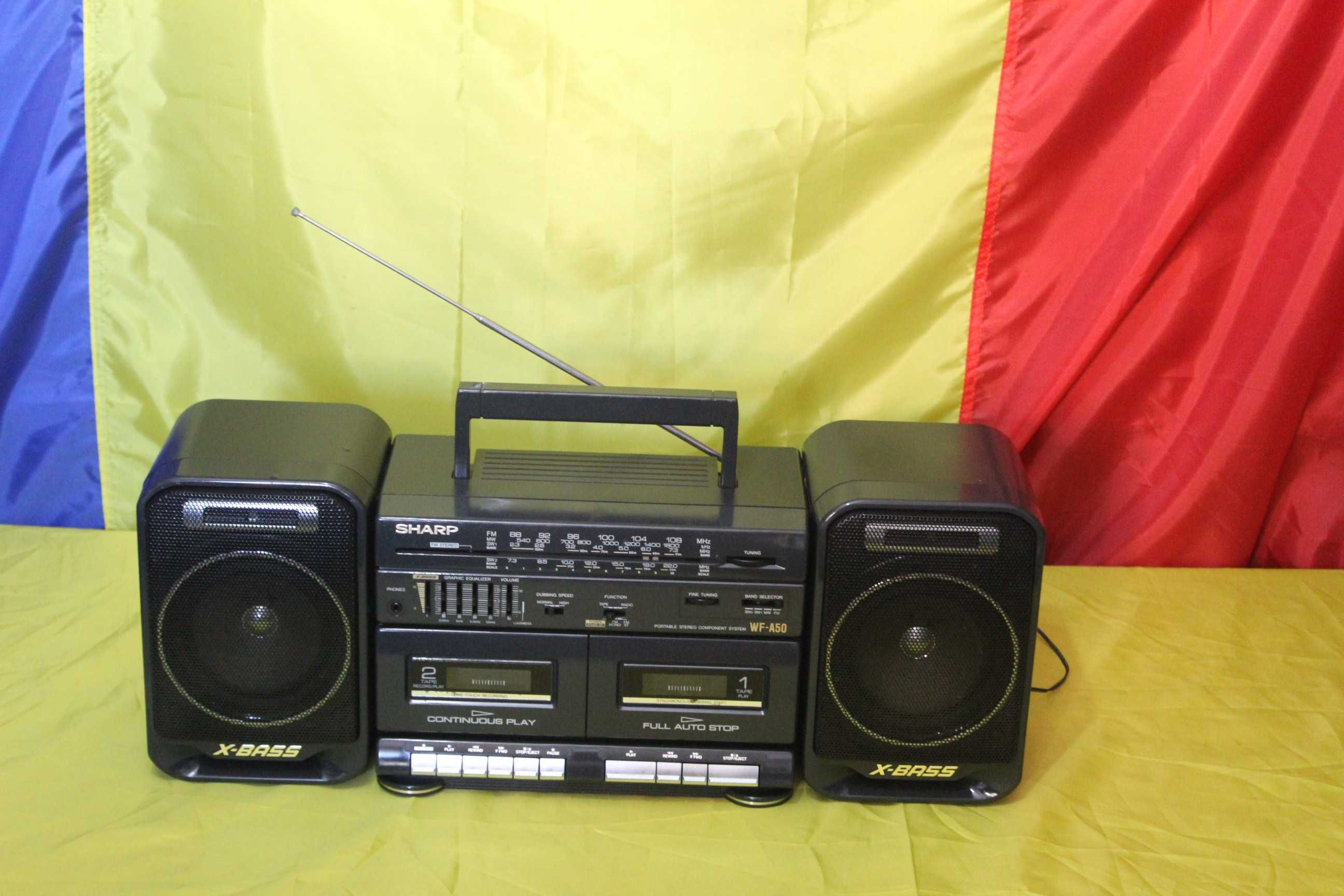 Radio dublu  casetofon  vechi - ( Germania )  SHARP wf - a 50