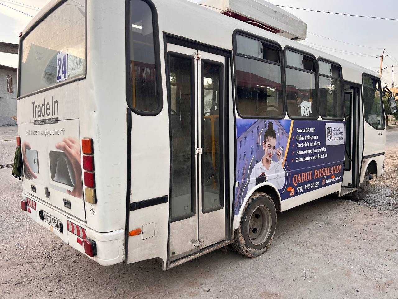 Samarqand shaxrida Avtobuslarda reklama xizmatlari.