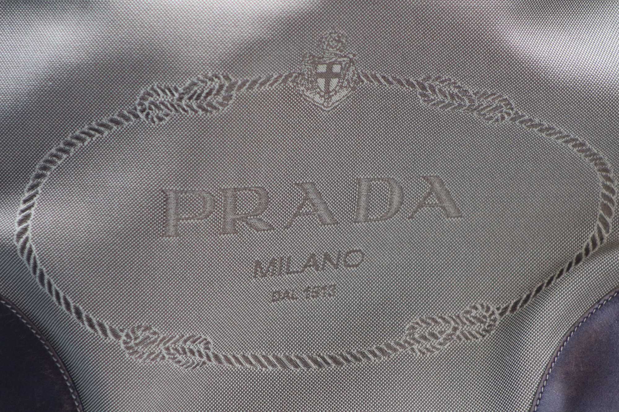 Geanta Prada textile si piele geanta umar maro crem