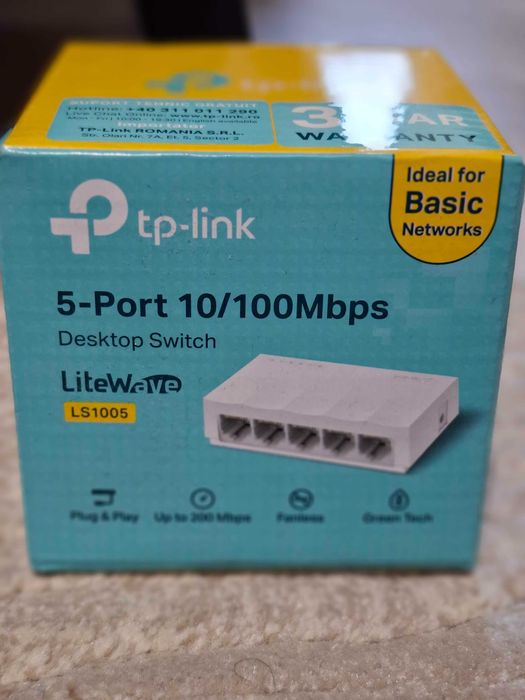 Суич TP-Link LS1005, 5 порта, 10/100Mbps