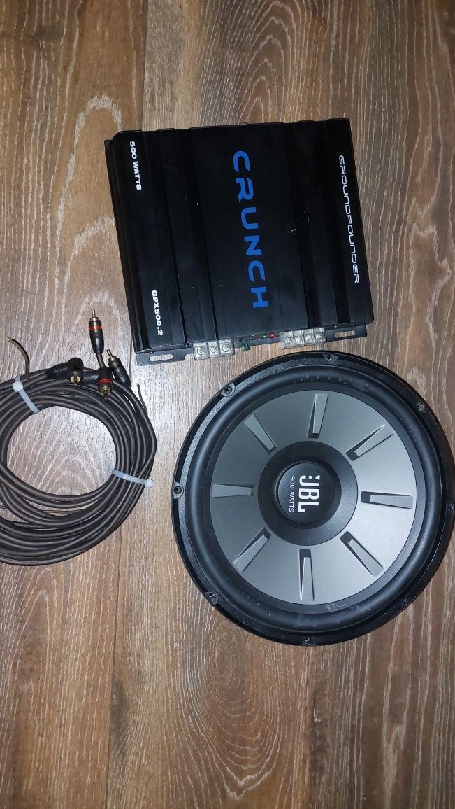 amplificator CRUNCH 250w + subwoofer JBL Stage 1010 900w 10"