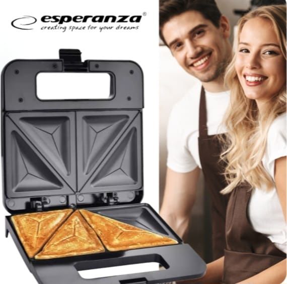 Тостер-сандвич Esperanza EKT010 Parmigiano, 1000W, триъгълник, Черен,