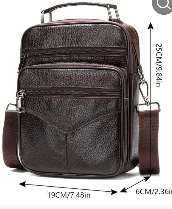 Мъжка чанта през рамо от естествена кожа