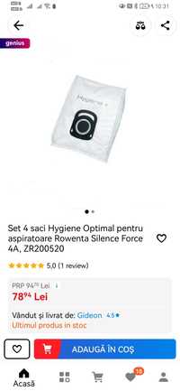 Set 4 saci Hygiene Optimal pentru aspiratoare Rowenta Silence Force 4A