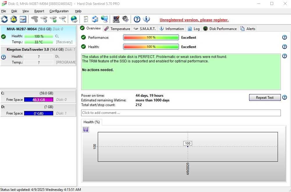 SSD MicroStorage MHA-M2B7-M064 64GB.