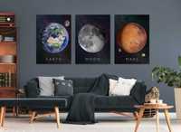 Set 3 Postere - Realitate Augmentata - Pamant, Luna, Marte
