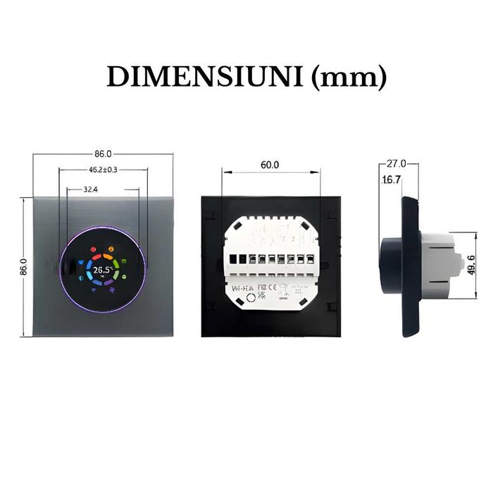 Termostat Inteligent cu Wi-Fi, Control de la Distanta, Ecran Tactil