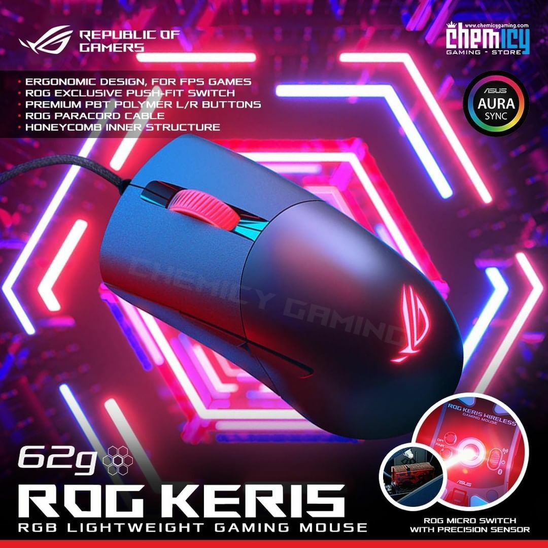 СКИДКА! Asus Rog KERIS Wired Проводная мышка/мышь /70млн нажатий,62 г