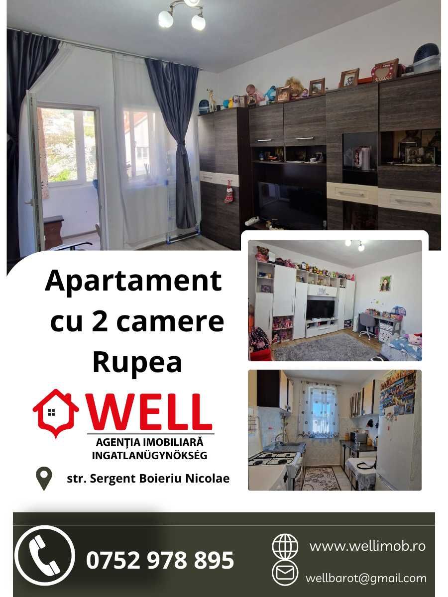 De vânzare apartament cu două camere, în Rupea