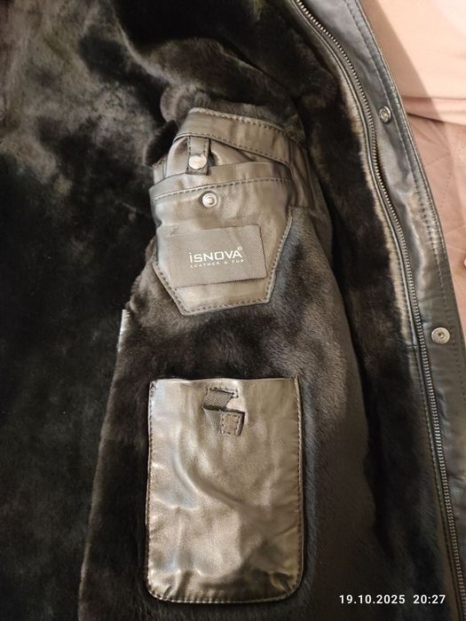 Продавам ново Оригинална кожена мъжка шуба от агнешка кожа