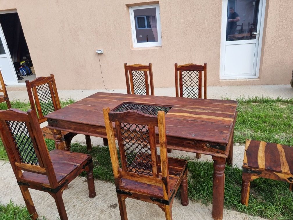 Masa cu scaune lemn masiv Sheesham