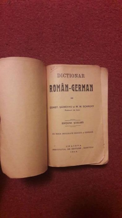 Dictionar roman german din 1914 Autentic ! Raritate !!!