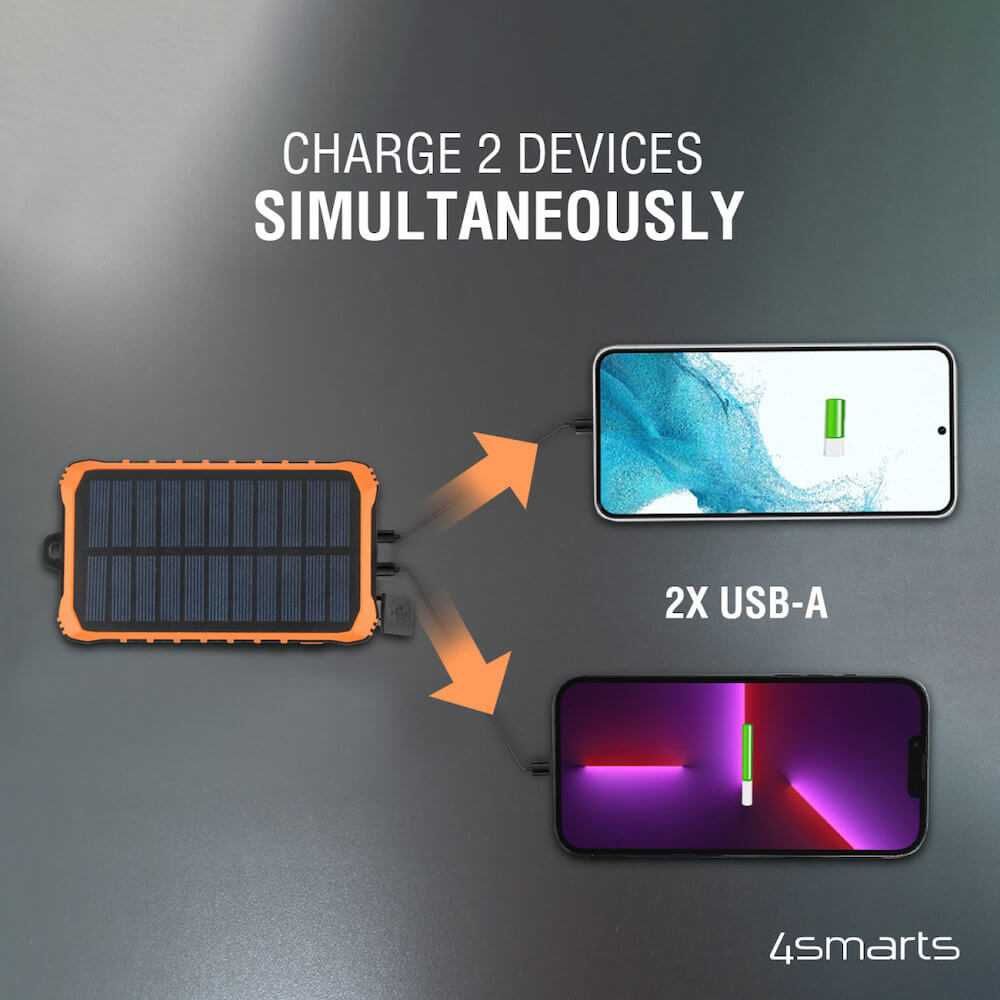 Соларна външна батерия с динамо и 2xUSB-A изхода от 4smarts Solar