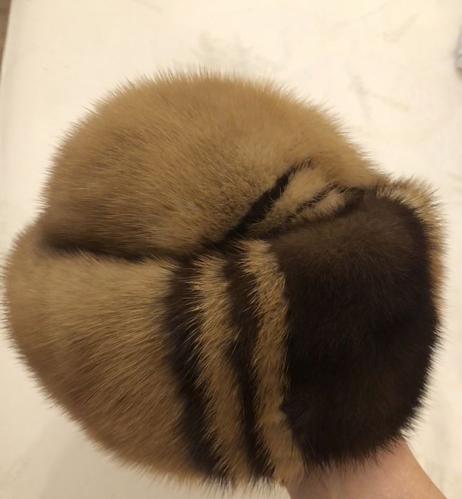 Caciuli de dama din blana naturala de nurca, maro (56 cm)