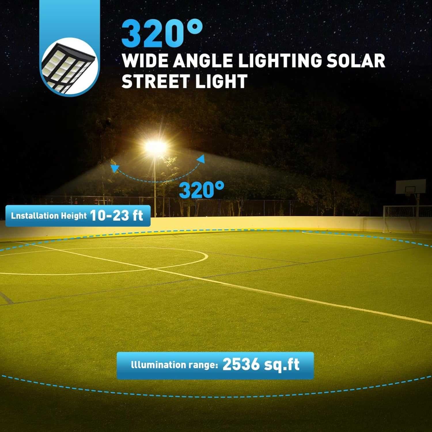 Lenlun Външна соларна LED лампа, 1600 W, сензор за движение, 3 режима