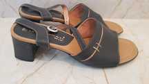 Sandale dama Lea Foscati piele natur negre toc gros Made in Italy 41
