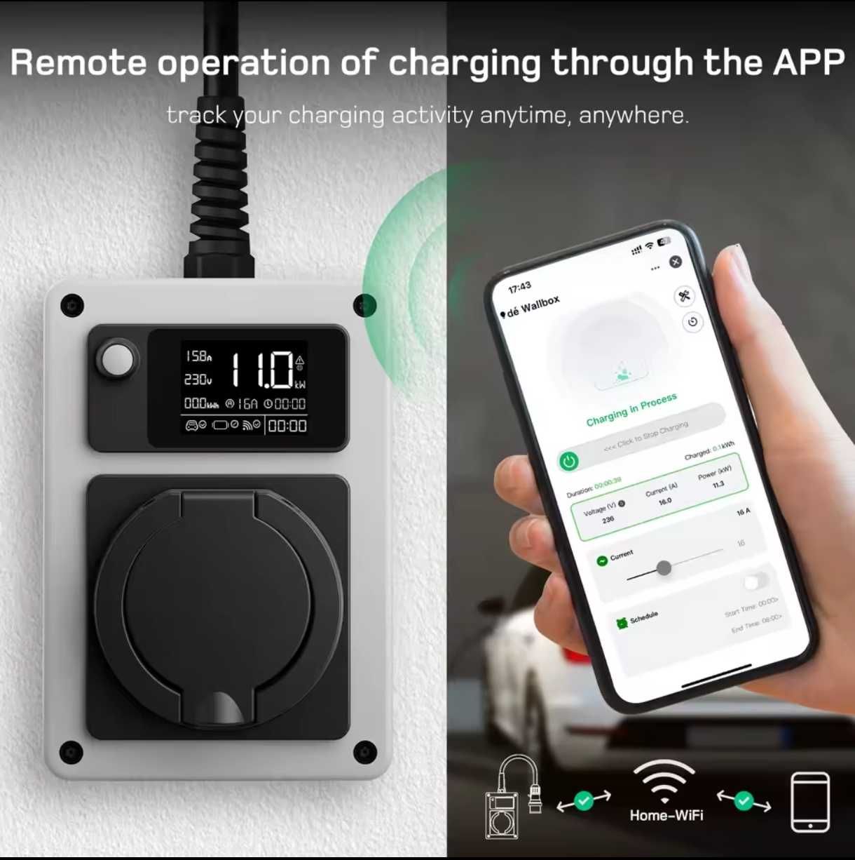 Зарядна станция Wall box- 22 KW/32A с приложение