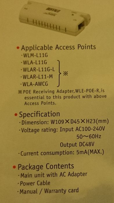 Injector POE Buffalo WLE-POE-S American