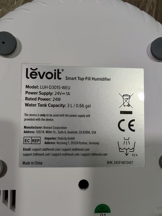 Umidificator de Aer LEVOIT Dual 200S, SMART, WI-FI