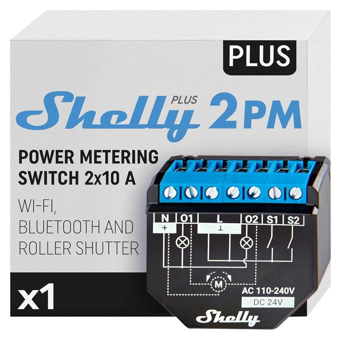 Shelly Plus 2PM - Releu 2 canale cu Wi-Fi, Bluetooth si automatizare
