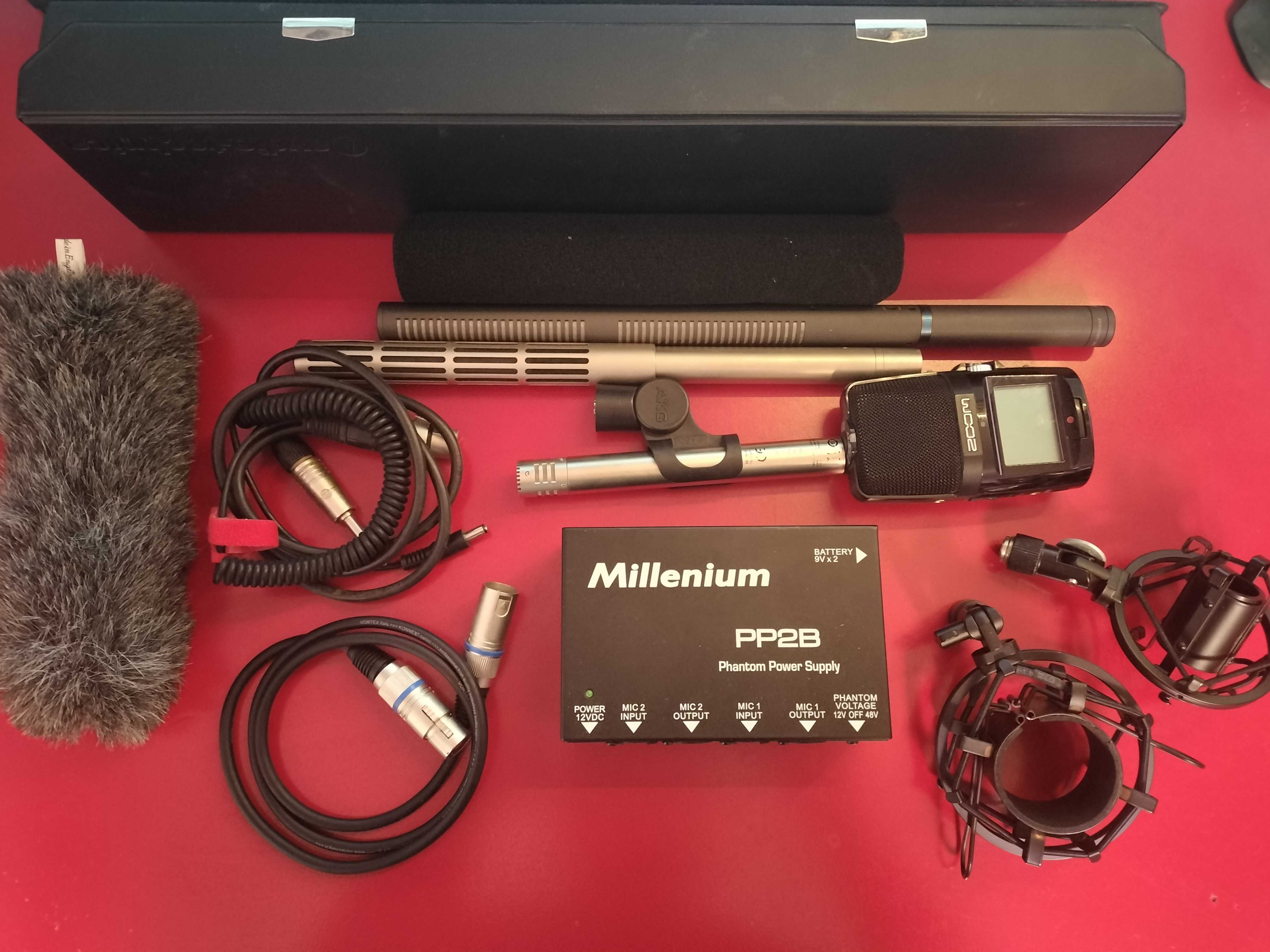 AKG C 451B, ZOOM 2, Shotgun Technica AT8035, Sennheiser K2 U, Movo VXR