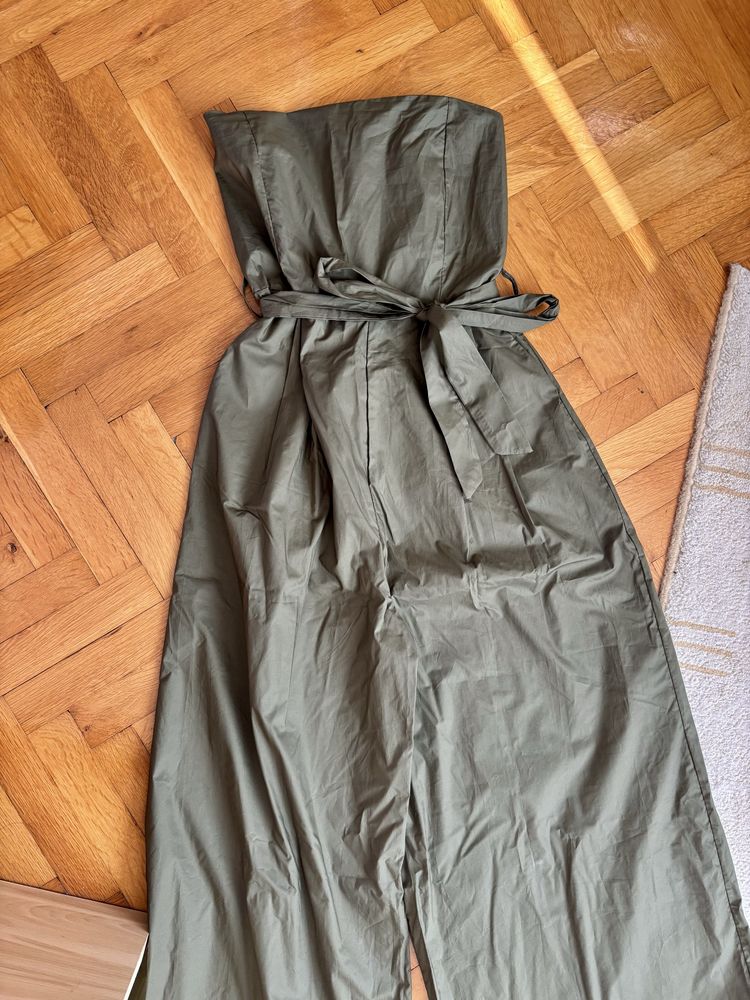 Дамски летен гащеризон в тъмно зелено LBD