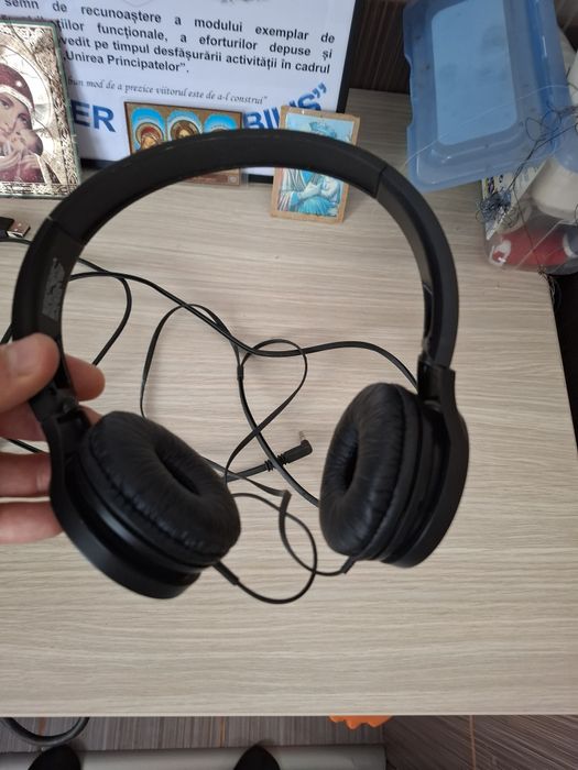 Casti PANASONIC RP-HF100E-K, Cu Fir, On-Ear, negru