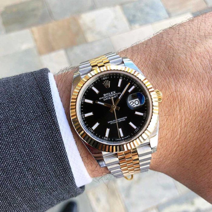 rolex datejust 41mm bi-color black
